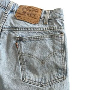 Vintage 90s Levis 550 Denim Shorts Relaxed Fit Cotton Orange Tab Mens Size 32